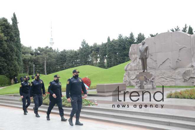 Public reps of Azerbaijan paying tribute to late National Leader Heydar Aliyev.Azerbaijan Baku May 10 2021